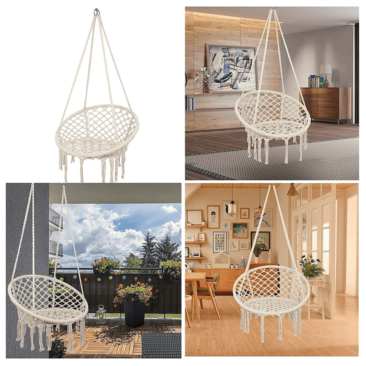 Silla con Forma de Hamaca de Macramé