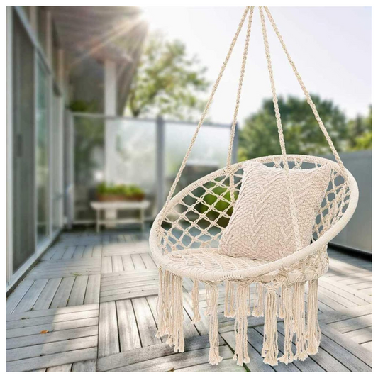 Silla con Forma de Hamaca de Macramé